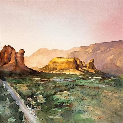 Peinture Sedona 47 par Seruch Capouillez Isabelle | Tableau Figuratif Aquarelle Paysages