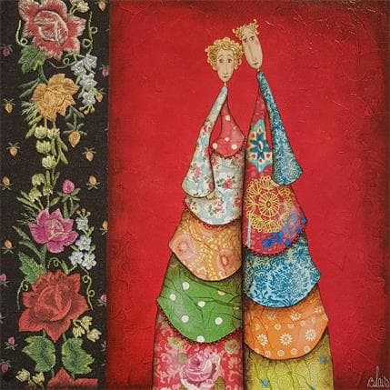 Peinture Rose et Quentin par Blais Delphine | Tableau Art naïf Acrylique Scènes de vie