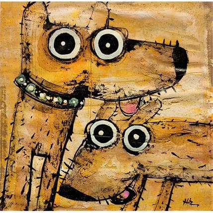 Painting Deux chiens by Maury Hervé | Painting Figurative Animals