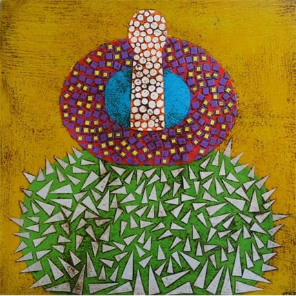 Peinture Cactus 12 par Ortiz Gustavo | Tableau Art Singulier Carton, Collage Portraits