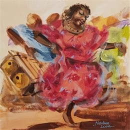 Pintura LA DANSEUSE DU BALAFOND por Lama Niankoye | Pintura Figurative Acrylic Life style
