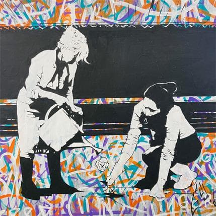 Peinture Metropolitan flowers par Di Vicino Gaudio Alessandro | Tableau Street Art Acrylique, Graffiti scènes de vie