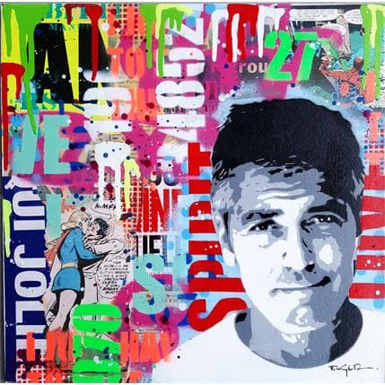 Peinture George Clooney par Euger Philippe | Tableau Pop-art Acrylique, Graffiti Icones Pop