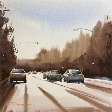 Gemälde One for the Roads von Dandapat Swarup | Gemälde Figurativ Aquarell Alltagsszenen, Landschaften, Pop-Ikonen, Urban