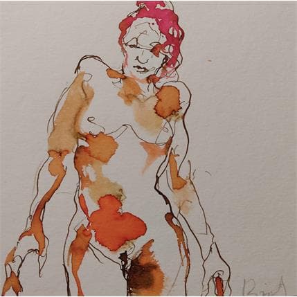 Peinture anaïs debout par Brunel Sébastien | Tableau Figuratif Aquarelle Nu