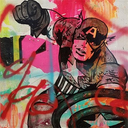 Peinture Captain A par Mestres Sergi | Tableau Pop-art Graffiti Icones Pop