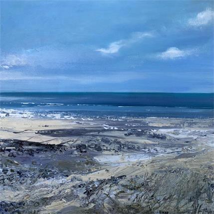 Peinture Soleil sur la plage par Fièvre Véronique | Tableau Figuratif Acrylique Marine, Paysages