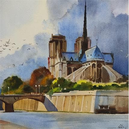 Peinture Paris J20-11 par Khodakivskyi Vasily | Tableau Figuratif Aquarelle Urbain