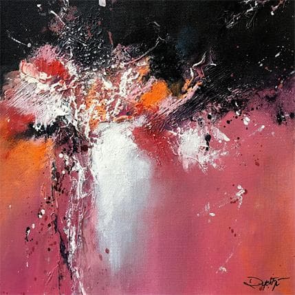 Peinture Dans la nuit, la rose par Dupetitpré Roselyne | Tableau Abstrait Acrylique Minimaliste