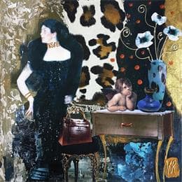 Pintura La pensée de l'ange por Romanelli Karine | Pintura Figurative Life style