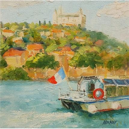 Peinture Balade en bateau par Arkady | Tableau Figuratif Huile Urbain