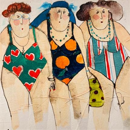 Peinture Martine, Magalie, Martha par Colombo Cécile | Tableau Figuratif Acrylique, Collage, Encre, Pastel Icones Pop, Portraits