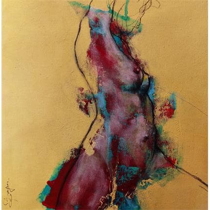 Peinture Nu rouge et bleu par Bergues Laurent | Tableau Figuratif Acrylique Nu