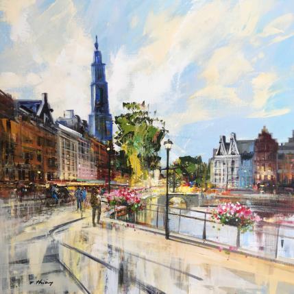 Painting solitary walk by Frédéric Thiery | Painting Figurative Acrylic Urban