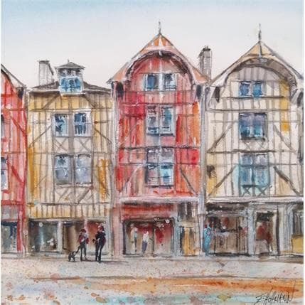 Peinture Troyes 10 par Hoffmann Elisabeth | Tableau Figuratif Aquarelle Urbain