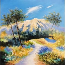 Pintura chemin en pays aixois por Lyn | Pintura Figurative Oil Landscapes