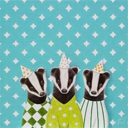 Peinture TROIS BLAIREAUX PAS RASOIR par Ann R | Tableau Art naïf Huile Animaux, Portraits, Scènes de vie