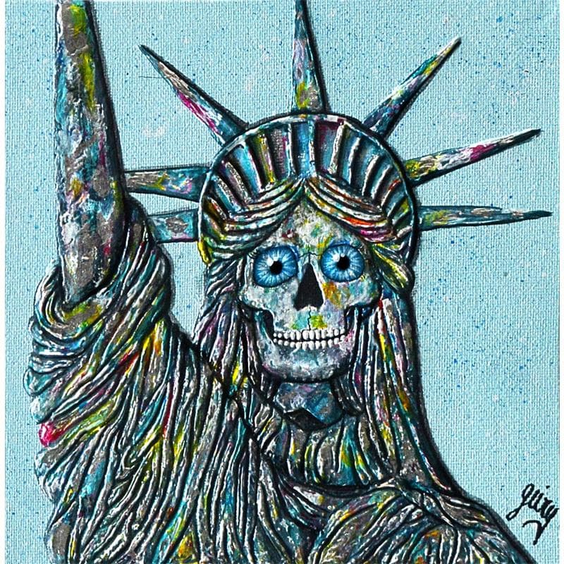 Peinture Liberty par Geiry | Tableau Art Singulier Technique mixte icones Pop