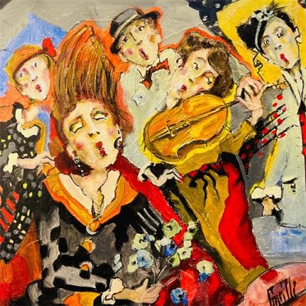 Peinture Le jazz, ça décoiffe! par Garilli Nicole | Tableau