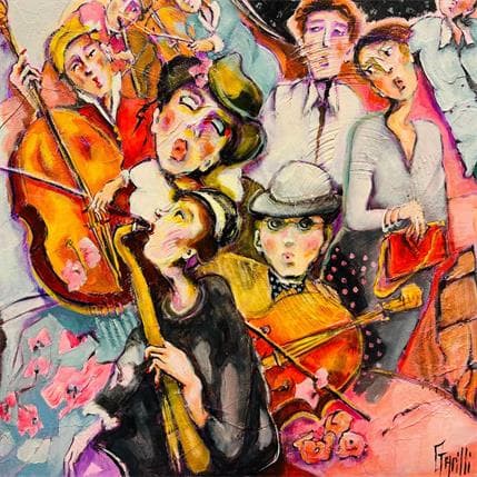 Peinture Frénétique rendez-vous musical par Garilli Nicole | Tableau