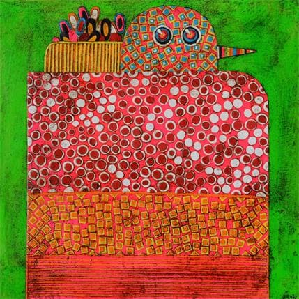 Peinture Bird 4 par Ortiz Gustavo | Tableau Abstrait Carton, Collage Animaux