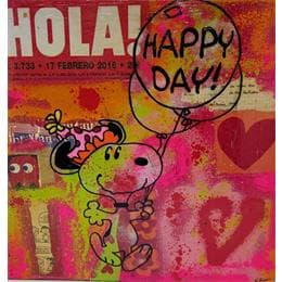 Pintura Snoopy happy day por Kikayou | Pintura Pop-art Graffiti Pop icons