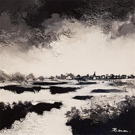 Peinture Black Town 1 par Pienon Cyril | Tableau Figuratif Acrylique Marine, Paysages