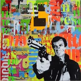 Painting Le professionnel by Euger Philippe | Painting Pop-art Acrylic, Gluing, Graffiti Pop icons, Portrait