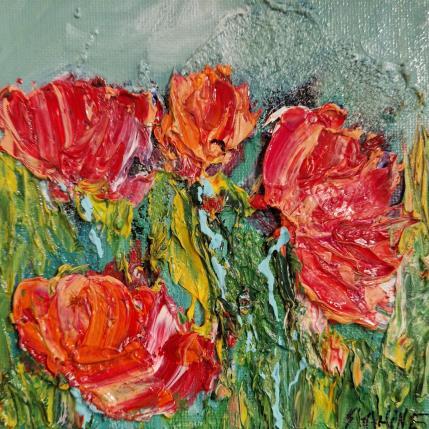 Peinture Pivoines par Shahine | Tableau  Huile