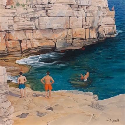 Peinture Les roches plates #1 par Argall Julie | Tableau Figuratif Huile Marine, Paysages, Scènes de vie