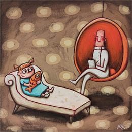 Peinture Le deuil par Catoni Melina | Tableau Art naïf Acrylique Animaux, Scènes de vie