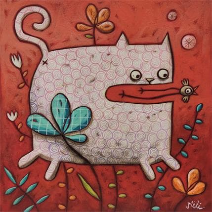 Peinture Free cat par Catoni Melina | Tableau Art naïf Acrylique animaux