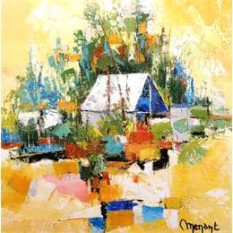 Pintura Chez Mr Talamona, rivière bleue por Menant Alain | Pintura Figurative Acrylic, Oil Landscapes