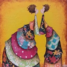 Pintura Agathe et Théophile por Blais Delphine | Pintura Naive art Acrylic Life style