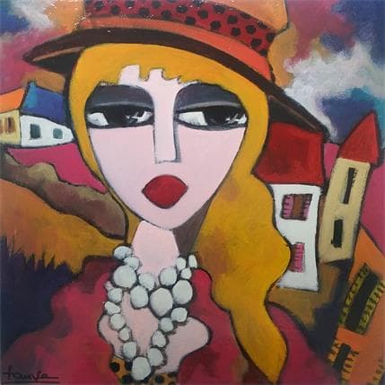 Peinture Portrait et village par Fauve | Tableau Figuratif Acrylique Scènes de vie