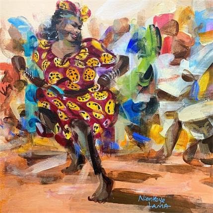 Peinture LA DANSEUSE par Lama Niankoye | Tableau Figuratif Acrylique scènes de vie