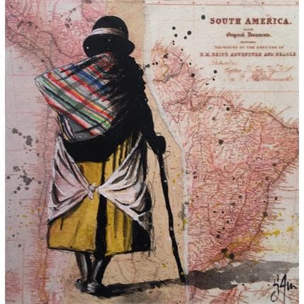 Peinture La longue route par S4m | Tableau Street Art Acrylique Scènes de vie