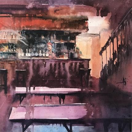 Painting Trop tôt aux 3 Diables by Abbatucci Violaine | Painting Figurative Watercolor Life style