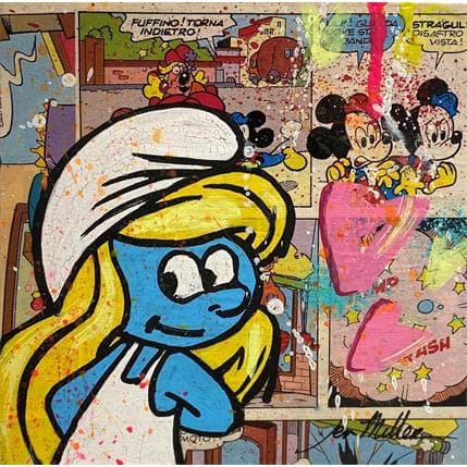 Peinture Comic Smurfette par Miller Jen  | Tableau Street Art icones Pop