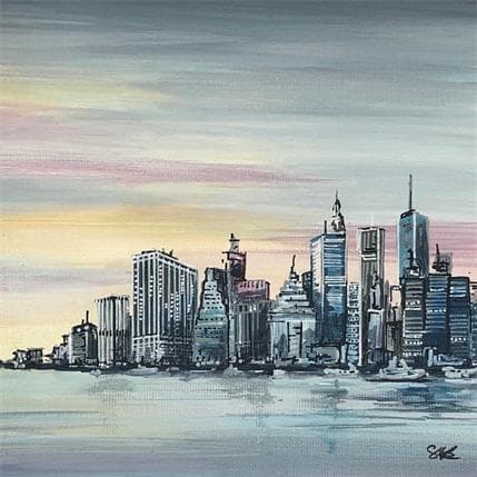 Peinture New York au crépuscule par Touras Sophie-Kim  | Tableau Figuratif Urbain