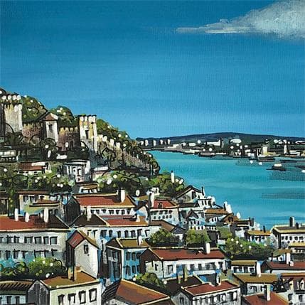 Painting Sur les toits de Lisbonne by Touras Sophie-Kim  | Painting Figurative Pop icons, Urban