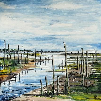 Peinture Les reflets du Cap-Ferret par Touras Sophie-Kim  | Tableau Figuratif Marine