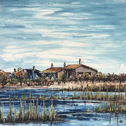 Peinture Les maisons de pêcheurs du Cap-Ferret par Touras Sophie-Kim  | Tableau Figuratif Marine