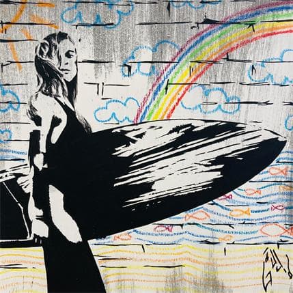 Peinture Surfer girl par Di Vicino Gaudio Alessandro | Tableau  Acrylique