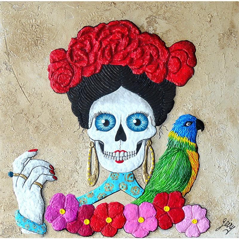 Peinture La mirada de Frida par Geiry | Tableau Technique mixte Portraits