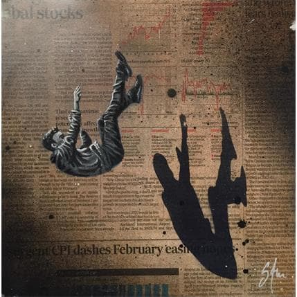 Peinture La chute II par S4m | Tableau Street Art Acrylique Scènes de vie