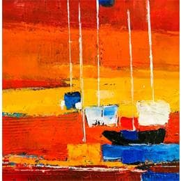 Pintura le soir, avec du vent por Menant Alain | Pintura Figurative Acrylic, Oil Marine, Pop icons