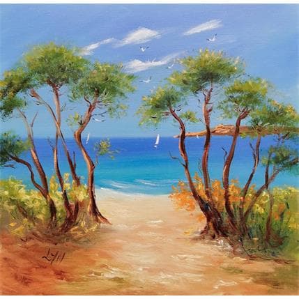 Peinture Petite plage secrète par Lyn | Tableau Figuratif Huile Paysages