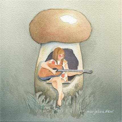 Peinture Cheyenne par Marjoline Fleur | Tableau Art naïf Aquarelle Scènes de vie