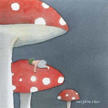 Peinture Charlie par Marjoline Fleur | Tableau Art naïf Aquarelle Scènes de vie